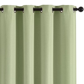jinchan 80% Blackout Curtains for Bedroom, Linen Textured 90 Inch Curtains for Living Room, Grommet Room Darkening Drapes, Thermal Insulated Luxury Window Treatments, 2 Panels Set Kiwi Green