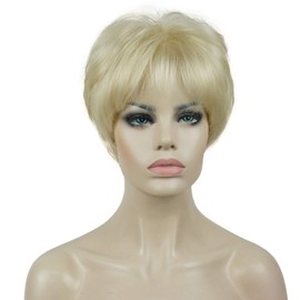 Lydell Short Straight Layered Synthetic Wigs with Hair Bangs for Women Blonde