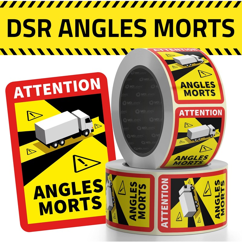 MDlabels Pack of 5 Angles Morts for Trucks, Buses and