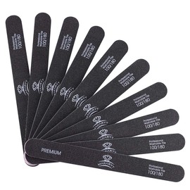 MAKARTT Nail Files 100 180 Grit for Poly Nail Extension Gel Acrylic Nails Files Double Sided Black Washable 10 Nail File Set Manicure Tools F-01