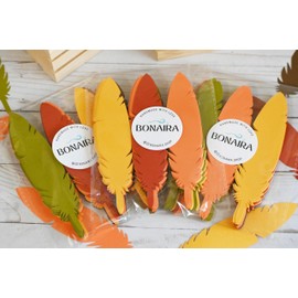 100 Large 6-Inch Feather Cutouts Confetti – Fall Colors or CUSTOM COLORS AVAILABLE – Perfect for Thanksgiving, Classroom Decor, Kids Crafts & School Decorations