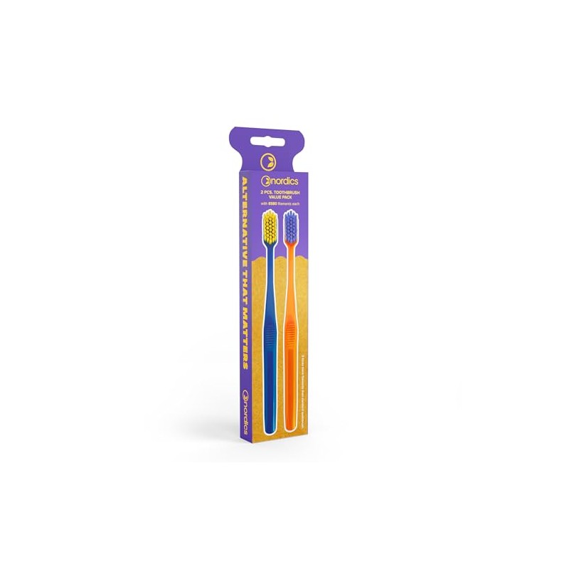 Nordics Adults Premium Soft Toothbrushes, 6580 Ultra-Fine Filaments - Super