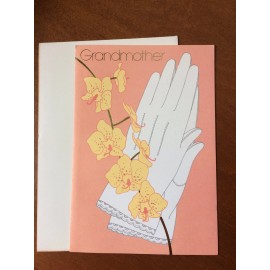 Unused Vintage Mother's Day Card Grandmother White Gloves and Yellow Orchids