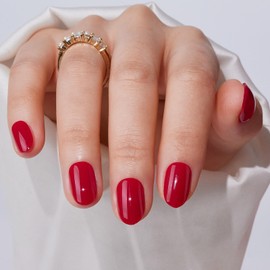 Findigit Glue Press On Nails Short - Red Oval Press on Nails Soft Gel Fake Nail with Nail Glue, Fit Perfectly, Reusable Stick On Nails Kit | 16 Sizes-32 Nail Kits, Love Apple