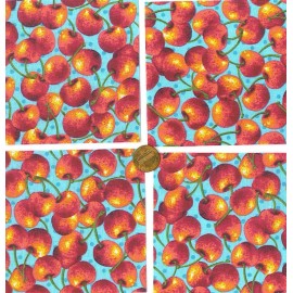 Various Manufacturers Cherry Cherries Fresh 4 inch 100% Cotton Novelty Fabric Quilt Squares DE1