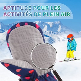 SEYUFN Kids Winter Gloves Breathable Warm Outdoor Skiing Gloves for Baby Boys Girls 2-6 Years (Heart Pattern, 12-24 Months)