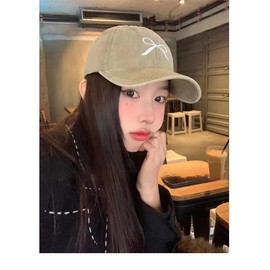 Sumleno Womens Trendy Cute Bow Baseball Cap Y2k Aesthetic Preppy Sun Cap Hiking Travel Trucker Hat Accessories (Khaki,one Size)