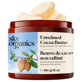 Organic Cocoa Butter By Sky Organics: Unrefined, 100% Pure Raw Cocoa Butter 16oz â€" Skin Nourishing, Moisturizing & Healing, for Dry Skin, Stretch Ma