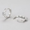 Diamond Small Sleeper Hoop Earrings 925 Sterling Silver for Women