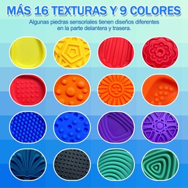 Gikoo Piedras Sensoriales Texturizadas para Adulto y Niños, 16PCS Piedra Sensorial Fidget Toys, Silicona Flexible, Juguetes Antiestrés y de Alivio de Ansiedad para Clases, Casa y Trabajar.