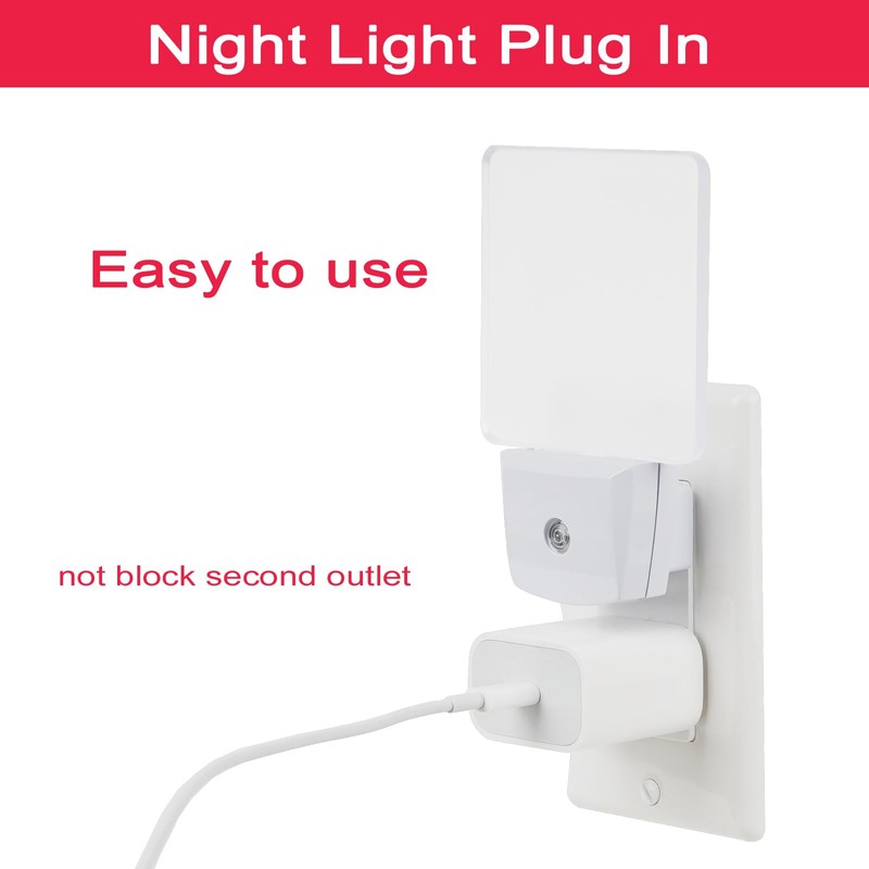 2 Pack 0.5W Plug in LED Night Light with Dusk