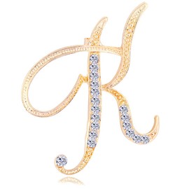 Letter Brooch Pins Initial Rhinestone Brooch for Women Crafts Gold K