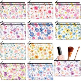 Reginary 20 Pieces Cosmetic Bag for Women, Roomy Makeup Bags with Zipper Toiletry Bag Pouch Travel Accessory Organizer Gifts, 7 x 4.3 Inches (Watercolor Flowers)