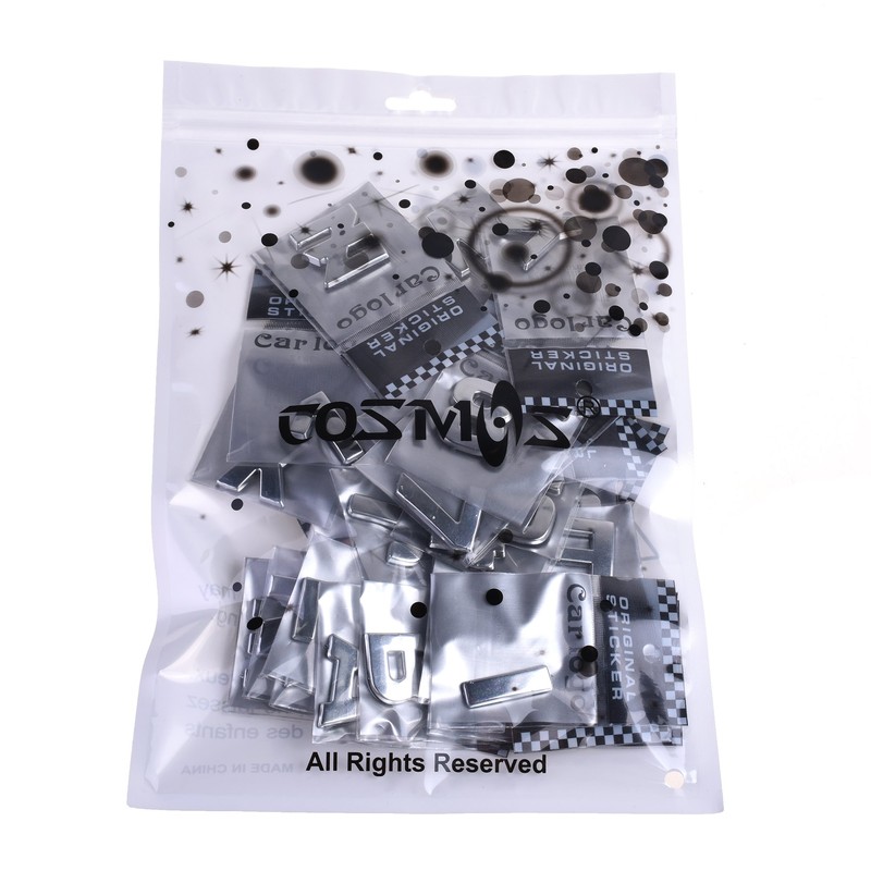 Cosmos 40 Pcs Silver Tone Plastic Car Letters Number Sticker