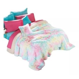 Colchas Concord Cobertor Peluchon Matrimonial Concord Colores Arcoiris