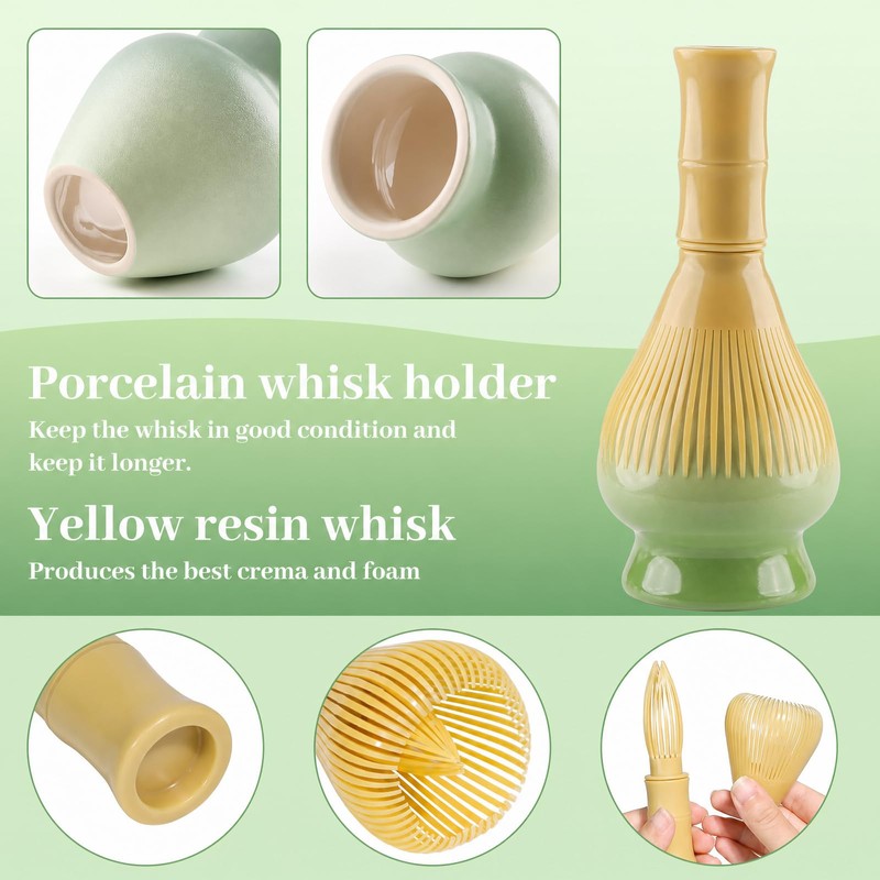 4pcs Matcha Set, Matcha Whisk Set - Matcha Whisk Plastic(Yellow),
