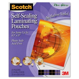 Scotch Self-Sealing Laminating Pouches--Letter Size, Matte Finish, 9 1/16 x 11 5/8 Inches, 25-Pouch Pack