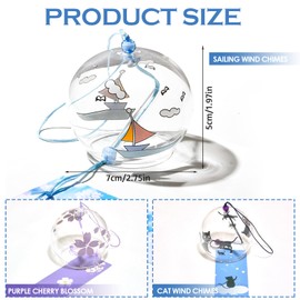 INHEMING Pack of 3 Japanese wind chimes, wind chimes, Japanese decoration, Japanese wind chimes, for lawns, gardens, courtyards, halls