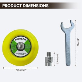 Noyfemr 3" Backing Pad Hook and Loop for Sanding/Polishing , M9 turn 5/16-24 hexagonal Sanding Head Thread Adapter,for Milwaukee M12 Polisher/Sander with M9 Spindle Thread