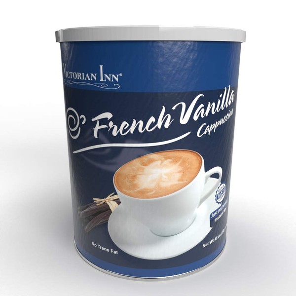 Victorian Inn Instant Cappuccino - French Vanilla Flavor - Creamy & Delightful Coffee Mix - Great Hot, Cold, or Blended - Ideal as Coffee Creamer - 3 lb Canister