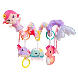 Juguetes para Cuna de Cochecito de Asiento de Coche, Juguetes de Cochecito para bebés,Juguetes sensoriales de Suaves Sonajero de Peluche con Caja de música, sonajeros y chirriador BB para exp