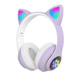 TOKANI TOKANI Kids Headphones for School, Bluetooth Wireless Headphones with Microphone for Kids Teens Adults, Cat Ear Headphones for Girls Women (Purple)