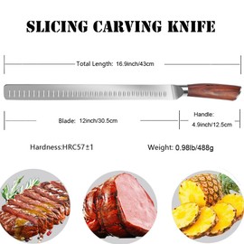 Astylway Slicing Carving Knife 12 inch Brisket Knife Outdoor Meat Cleaver Kitchen Knife Chef Knives Multipurpose Grilling Camping Cooking Knife BBQ Tool