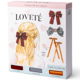 Loveté Hair Bow Tying Set - Dark Academia (3 Pack) – Premium DIY Coquette Fashion Accessories for Kids & Tween Girls Ages 6-12