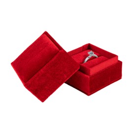 ALLUREPACK VELVET RING BOX - Elegant 2-Piece Square Red Ring Jewelry Case For Special Occasions, Proposals, Engagements, Weddings, Birthdays & Gifts.