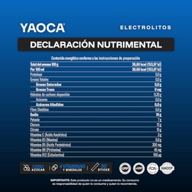 YAOCA I Bebida Hidratante en Polvo I 30 Sobres I Sabor Mora - Limón I Con Electrolitos, Vitaminas y Minerales para Deportistas