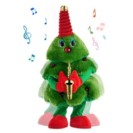 zerotop 16.9 Inch Christmas Tree Cuddly Toys Plush Christmas Decoration Stuffed Toys Music LED Luminous Singing Dancing Plush Toys Plush Doll Toy Home Desktop Decoration Children Gift