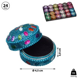 Cepewa Orient Jewellery Box Set of 24 │ Aluminium Glitter Diameter 4.5 cm Colourful │ Jewellery Box Box Colourful (1 x Set of 24 Jewellery Box Diameter 4.5 cm)