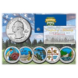 Merrick Mint 2019 America The Beautiful Colorized Quarters U.S. Parks 5-Coin Set w/ Capsules