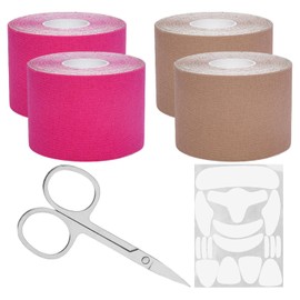 4 Rollen Des Gesichtsaufhebungsbands, 1 Set Von Anti-Falten-Gesichtsflecken Und 1 Stück Schere, Gesichtspflegewerkzeuge, Schönheitszubehör.