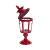 Melrose Lantern, Candle Holder 17-inch Height, Metal, Red, Tabletop Lantern