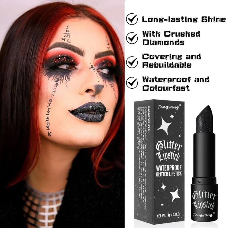 Fengyang Glitter Lipstick, Matte Glitter Lipstick Lip Gloss, Diamond Metallic