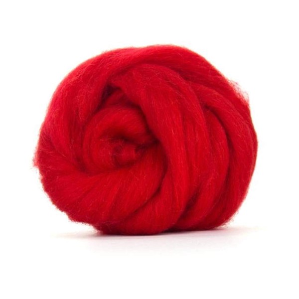 Red Merino Wool roving/Tops - 50gm. Great for Wet Felting/Needle Felting, and Hand Spinning Projects.