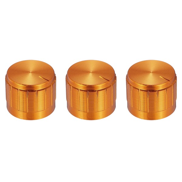 sourcing map 3pcs Potentiometer Knob Knurled Shaft Golden Aluminum 6mm