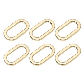 uxcell 6 Pcs Metal Oval Ring, 1 1/4" Flat Oval Ring Buckle Belt Fastener Strap Keeper Loop for DIY Leather Purse Bags Handbag Straps, Gold Tone