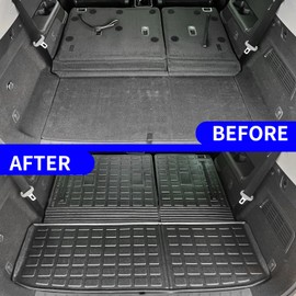 Rongtaod Cargo Mat Compatible with 2022 2023 2024 2025 Nissan Pathfinder Cargo Liner Trunk Mat TPE All Weather Back Seat Cover Protector Pathfinder Accessories (Trunk Mat with Backrest Mat)