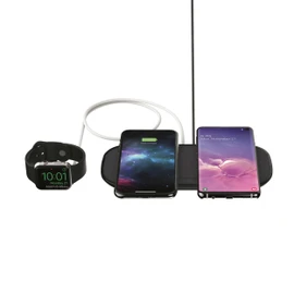 Mophie Dual Qi Wireless Charging Pad 10W (Fabric) with UK Plug Adaptor - Grey/Black - 409903634