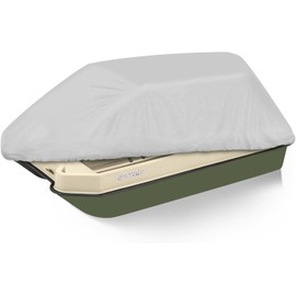 YimSting 900D Waterproof Pond Boat Cover Fits 8'-10'L Pond Prowler Bass Raider Boat and Bass Fishing Boat, Heavy Duty Marine Grade Canvas, Gray