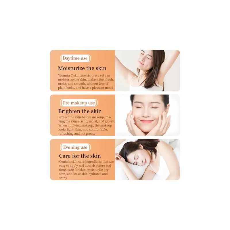 Rutina Facial Vitamina C Hidratante Aclara Manchas Kit 6 Pzs