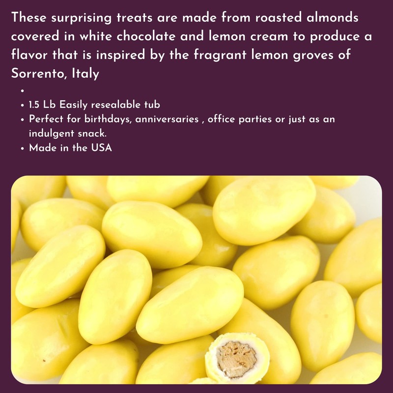 Lemon Creme Chocolate Almonds - 1.5 Lb Tub