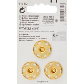 Prym PRYM_341812-1 Sew-On Snap Fasteners Brass Gold col 21 mm