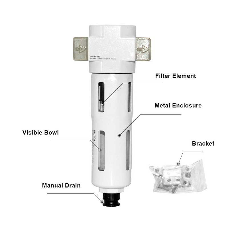 Beduan 3/8" Air in-line Compressed Particulate Filter,Moisture Water Trap Filter