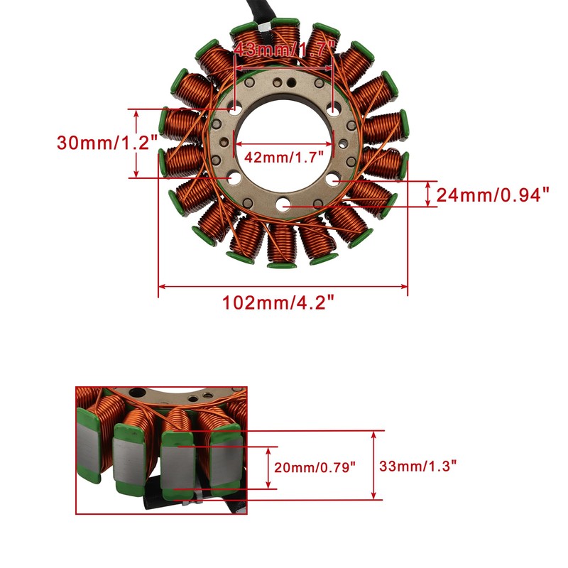 WOOSTAR 18 Coil 5 Wire Magneto Stator Replacement for 2014-2017