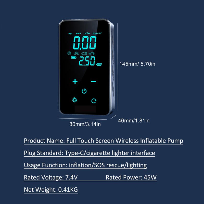 ST-9616A Full-Touch-Screen Vehicle-Mounted Air Pump Portable Air Pump for Automobile