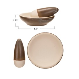 Bloomingville, Brown Stoneware Mortar and Pestle with Reactive Glaze, Cream, Small