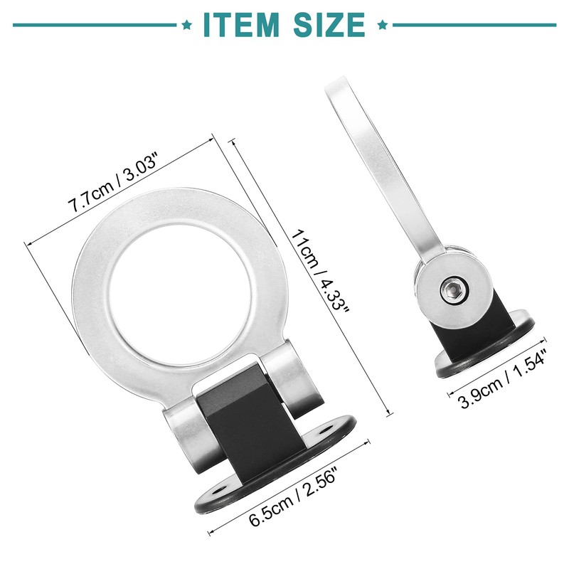 ACROPIX Universal Silver Tone Tow Hook Decor Bumper Trailer Sticker